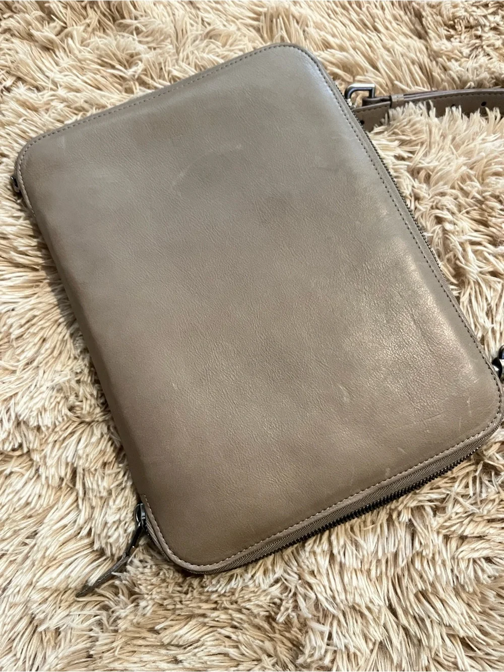 This is Ground Leather Tablet Organizer Case in Grey